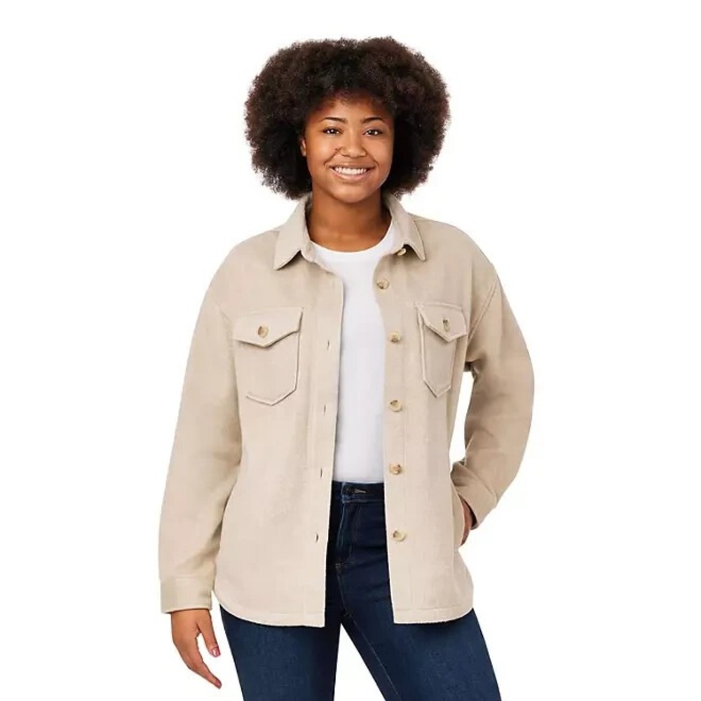 Member's Mark Womens Shacket Jacket Toasted Heather Brown Size Large NEW